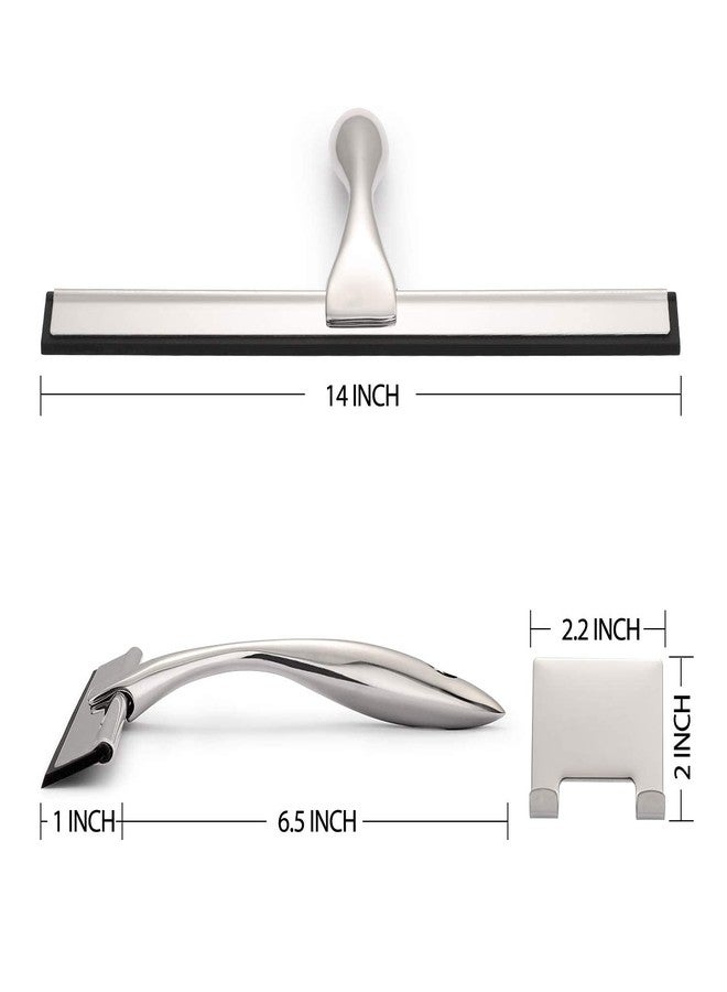 Hiware All-Purpose Shower Squeegee for Shower Doors, Bathroom, Window and Car Glass - Stainless Steel, 14 Inches - Image 2